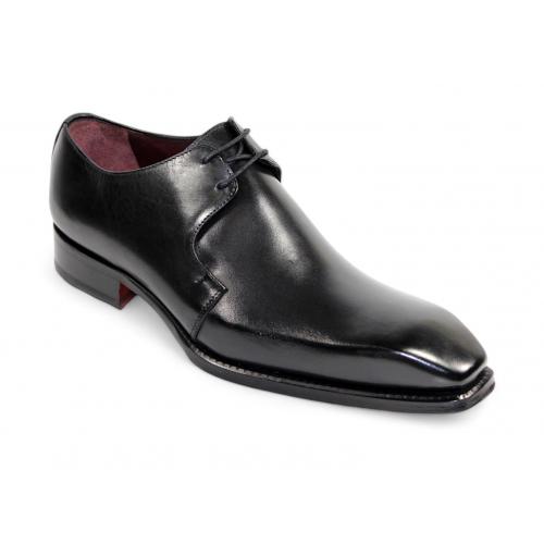 Emilio Franco "Franco" Black Genuine Italian Calf Leather Lace-Up Dress Shoes.